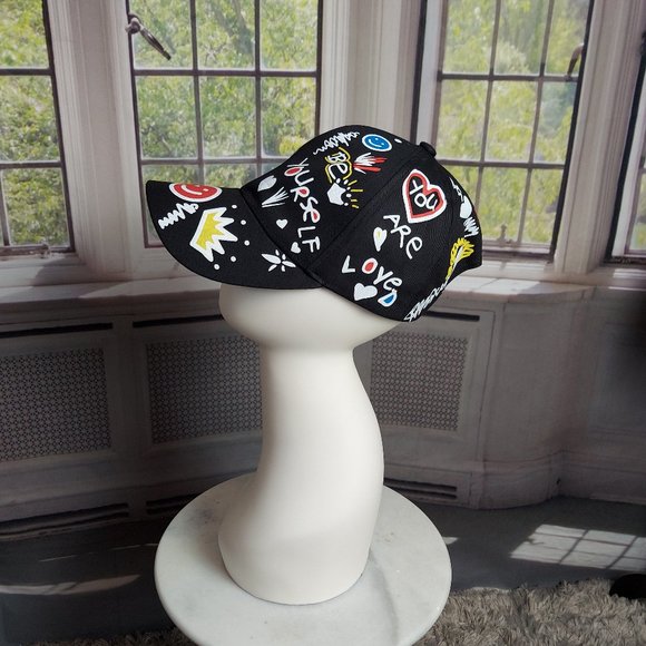 NEW "GOOD VIBES" ADJUSTABLE BASEBALL CAP (BLACK/MULTI) / ***2 CAPS FOR $25*** - Picture 5 of 10